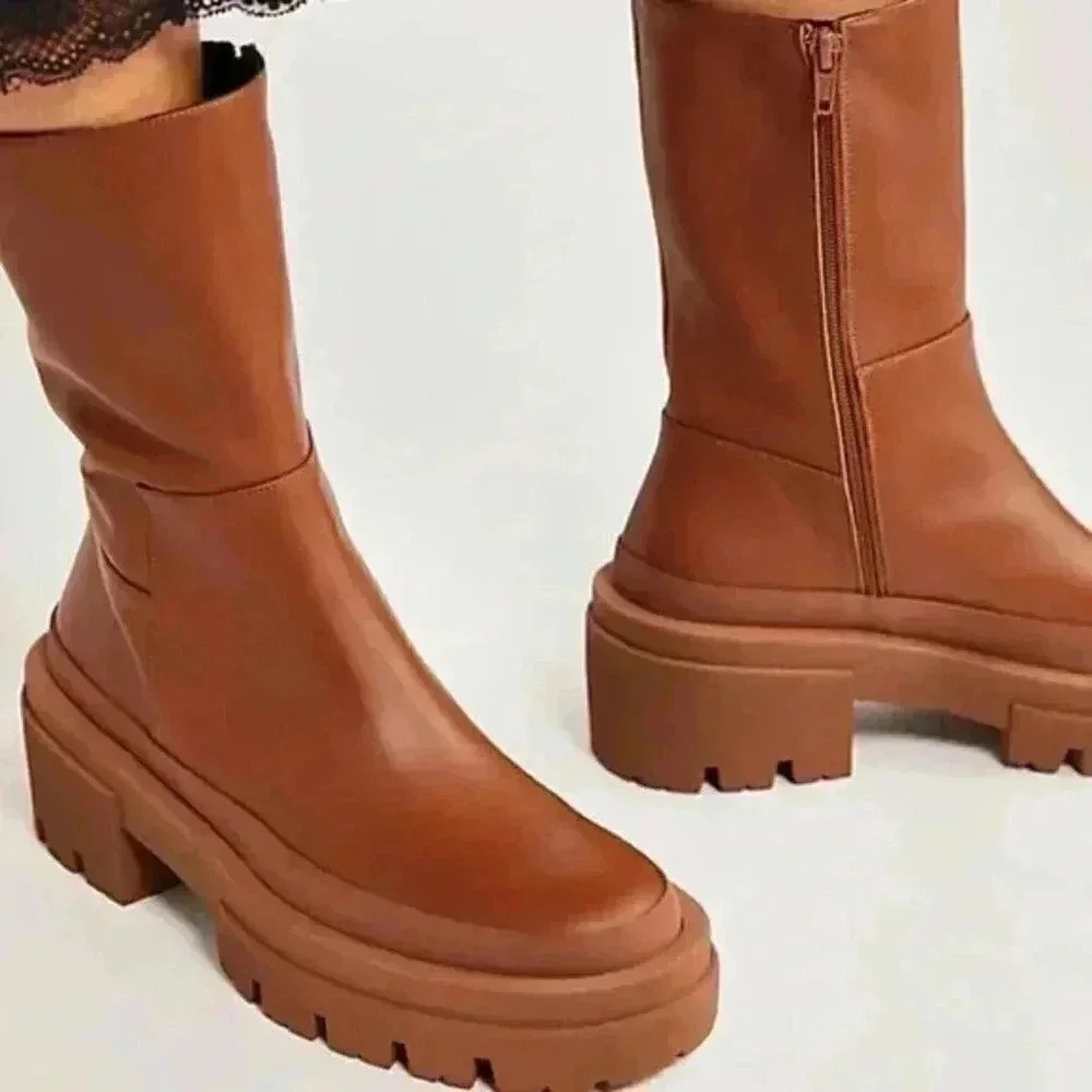 Free People Equitare Mason Mid Lug Sole Boots  Size 38/8 - Picture 2 of 3